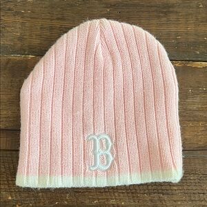 Pink Ribbed Boston Red Sox Beanie